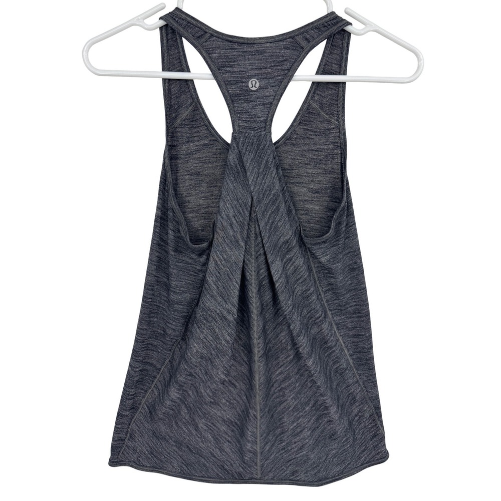 Lululemon Gray Space Dye Pleated Back Racerback Yoga Tank Top Heathered Charcoal